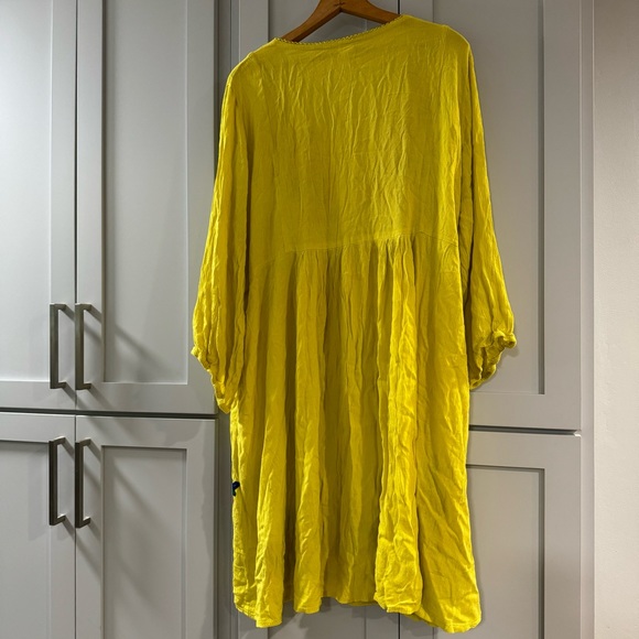 Riviera Sun Bright Boho Yellow Floral Embroidered Dress or Cover-Up 3X - Picture 2 of 6